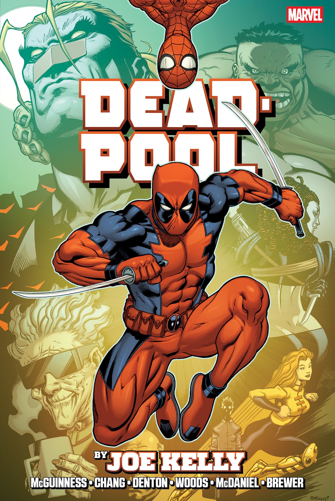 Deadpool By Joe Kelly Omnibus Ed Mcguinness Montage Cover [New Printing] ISBN: 9781302971946 - FOC DATE: 10/18/26  - Release Date: 3/30/27
